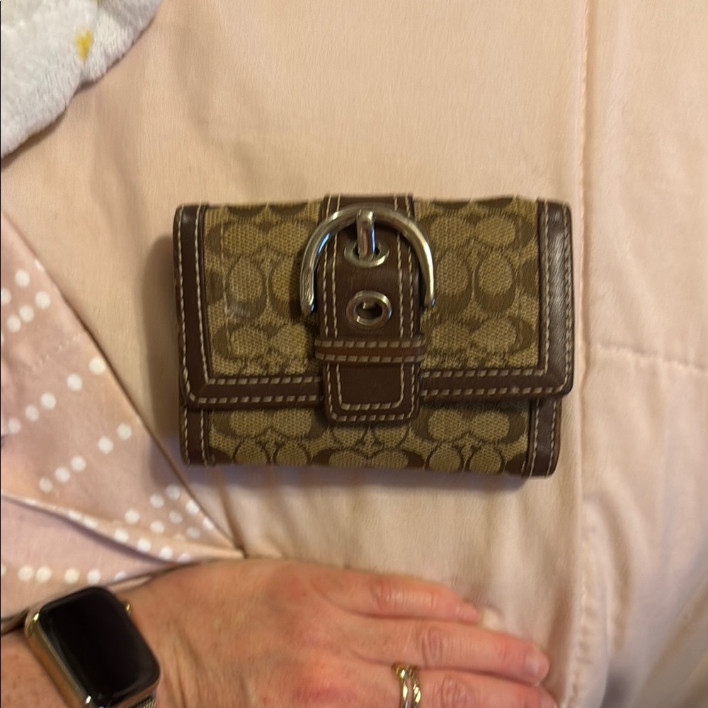 Coach Tan and Brown Signature Wallet